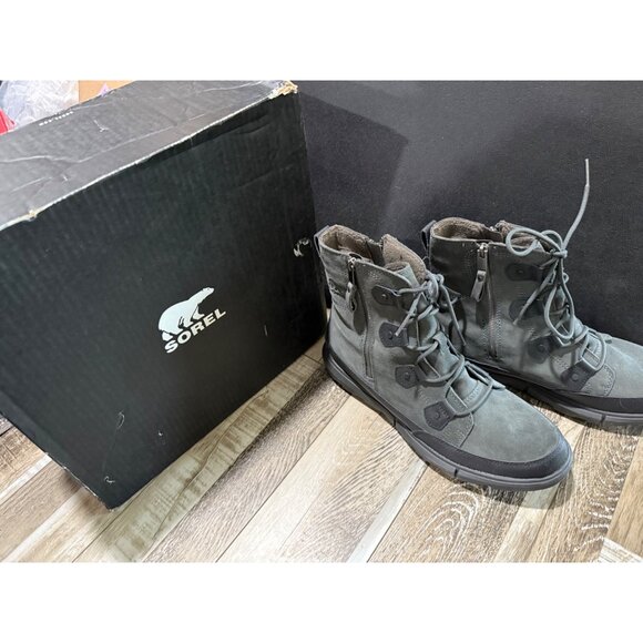Sorel Explorer Boot Dual Zip WP Black Jet Size 12 Mens Waterproof Suede Boot
